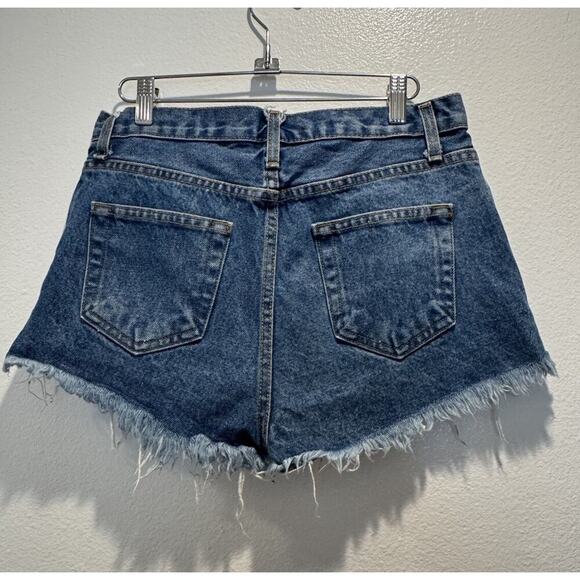 Melville John Galt Shorts High Rise Button Fly Cut Off Denim Distressed Boho - Picture 2 of 6